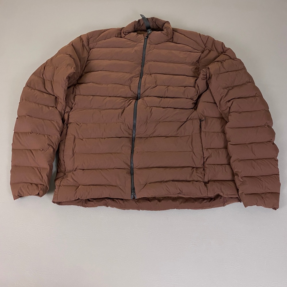 Lululemon Navigation Down Puffer Jacket Womens Large Brown Full Zip Stretch Mock